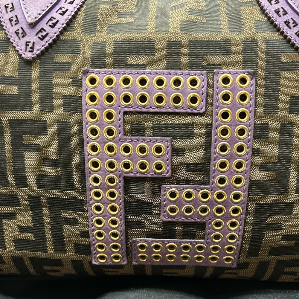 Fendi Zucca Authentic FF Du Jour Brown and Purple Satchel - Picture 6 of 17